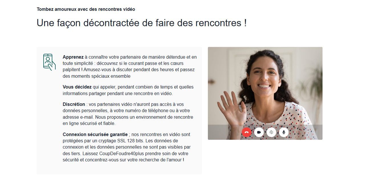 Présentation des rencontres vidéo sur CoupDeFoudre40plus